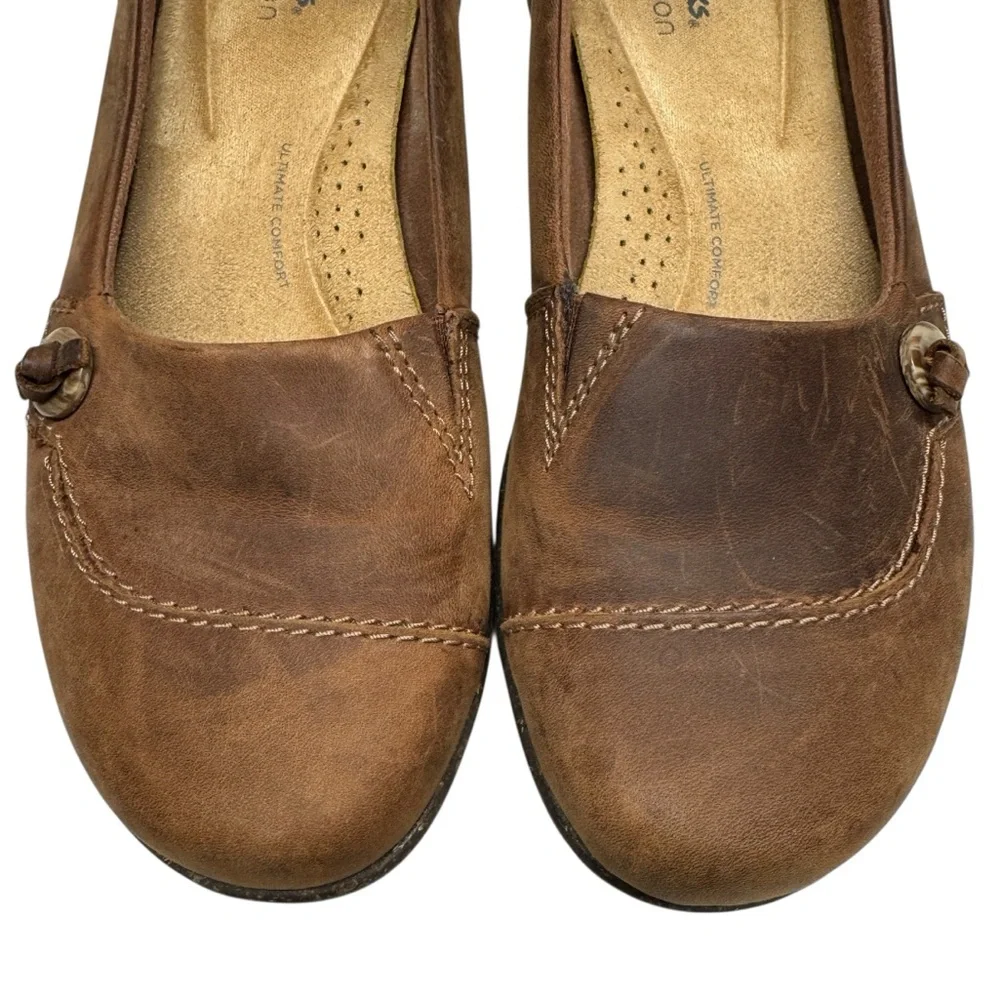 Clarks Roseville Sky Brown Leather Slip-On Loafers Shoes Womens 8 career office - Picture 9 of 15